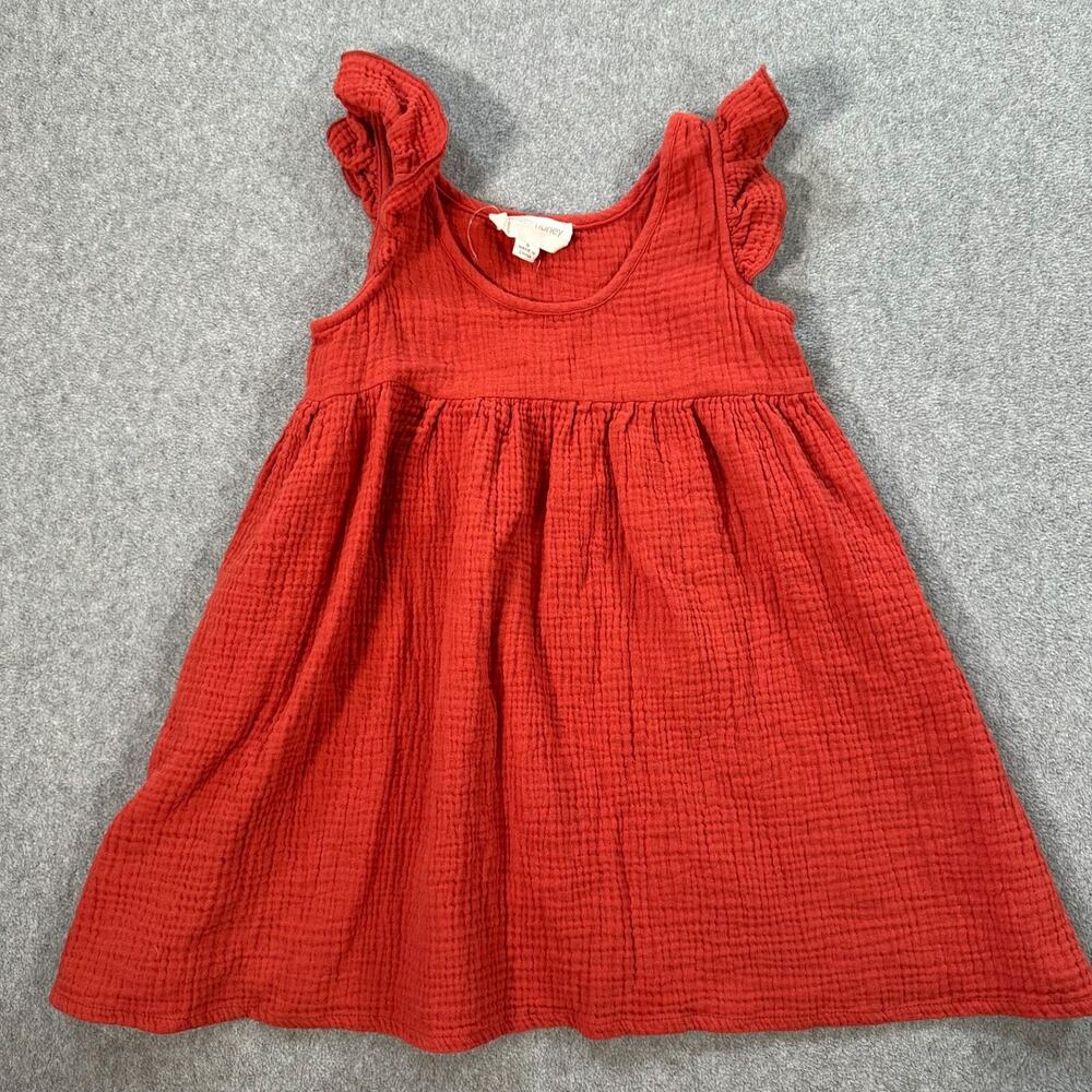 Mabel + Honey Gauzy Flutter Sleeve Dress Girls 5 Orange Twirl Laganlook